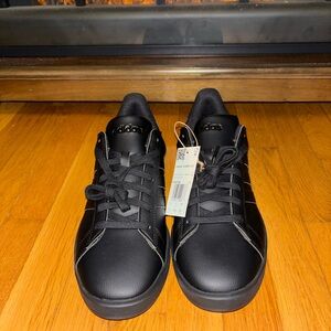 Adidas Men's Black Leather Sneakers